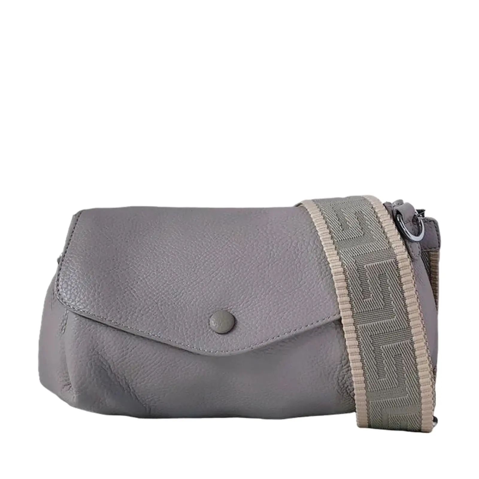 Flapover Crossbody with Patterned Canvas Strap - Image 7