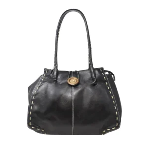 Wooden Button with Stitching Lines Tote Bag