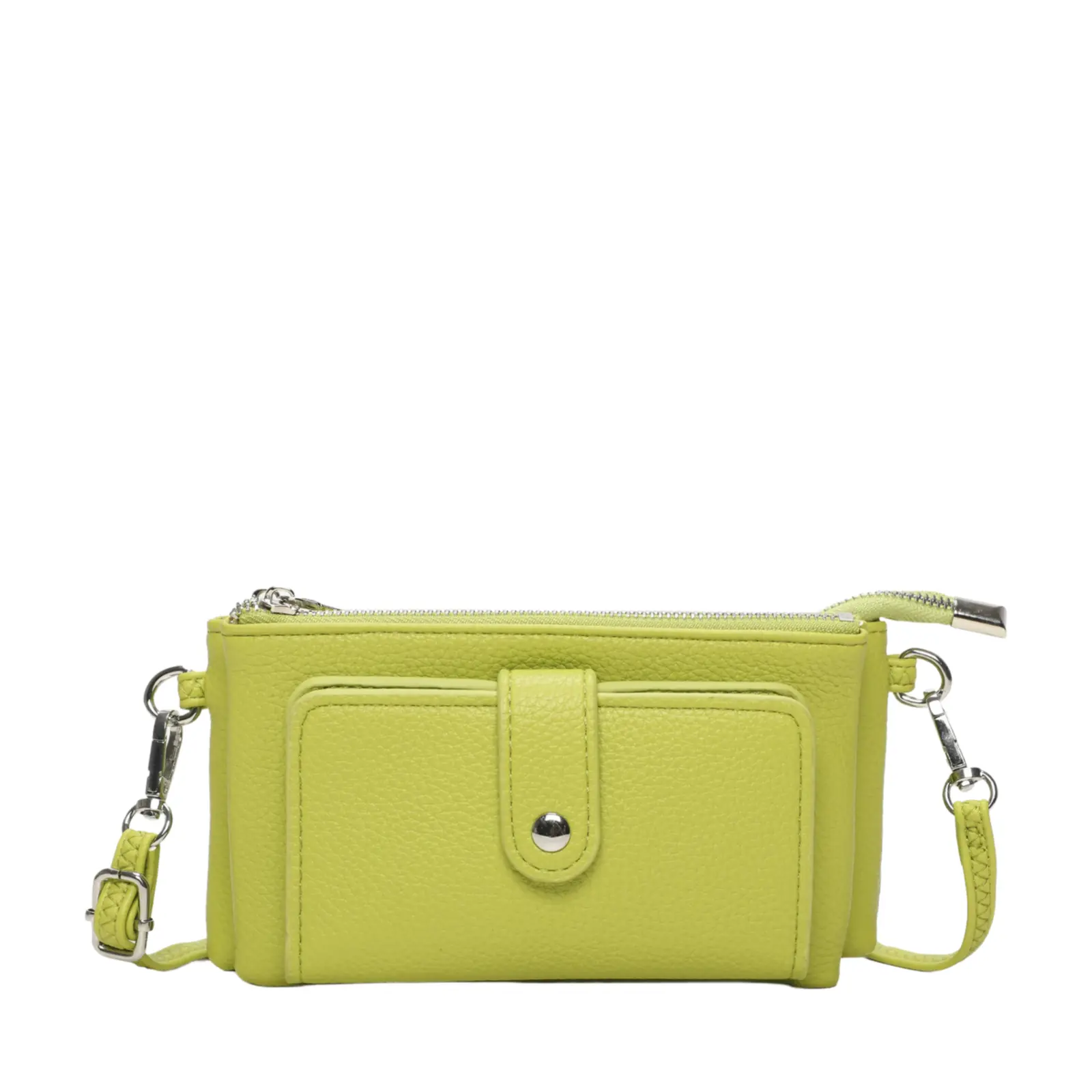 Multi-Pocket Leather Crossbody Wallet with Detachable Strap