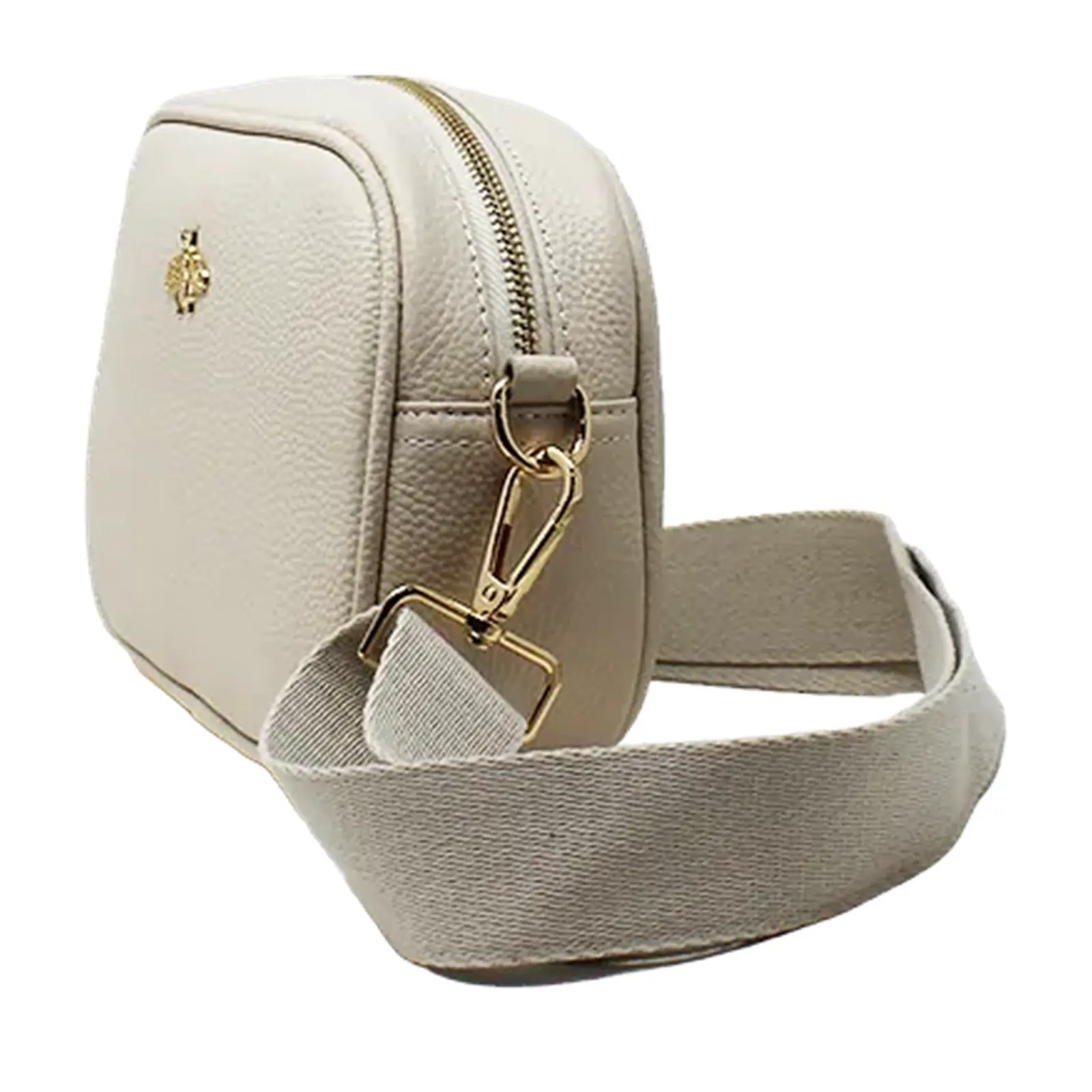 Simple Crossbody Genuine Leather Bag with Bee Decor - Image 2