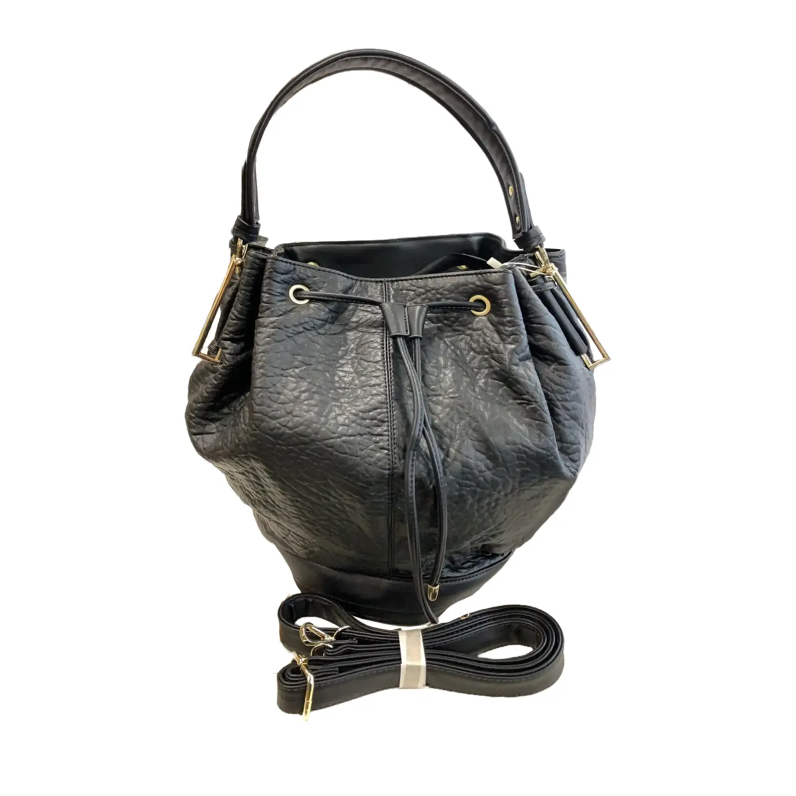 Drawstring Bucket Handbag with Detachable Strap - Image 2