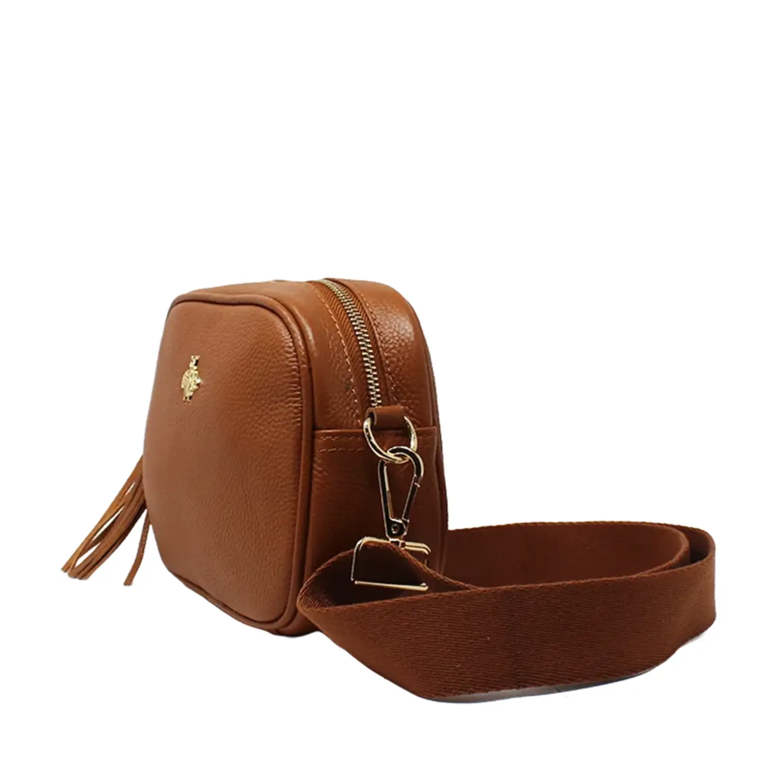 Simple Crossbody Genuine Leather Bag with Bee Decor - Image 8