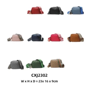 Duo-Pockets Camera Bag with Stitched Chevron Pattern