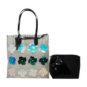 Alpini Floral Detail Clear Tote Bag Set