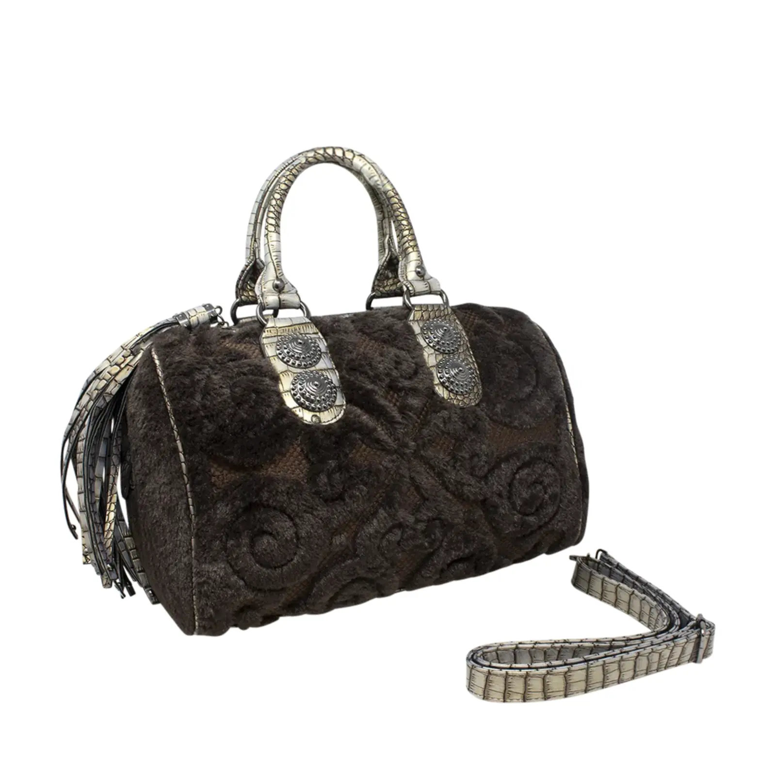 Faux Fur Patterned Handbag - Image 4