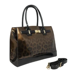 Leopard Prints Shine Ladies Handbag with Front Buckles