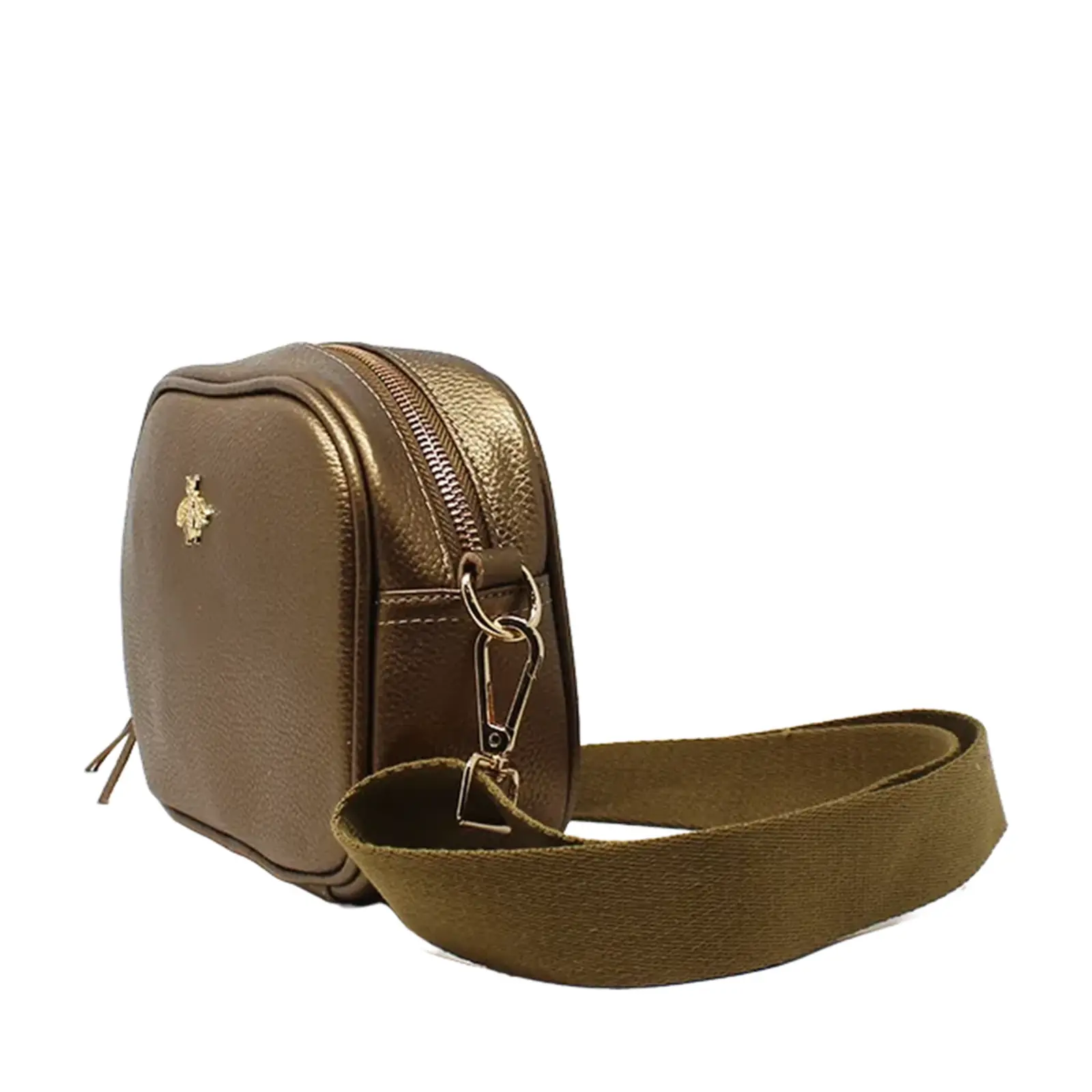 Simple Crossbody Genuine Leather Bag with Bee Decor - Image 10