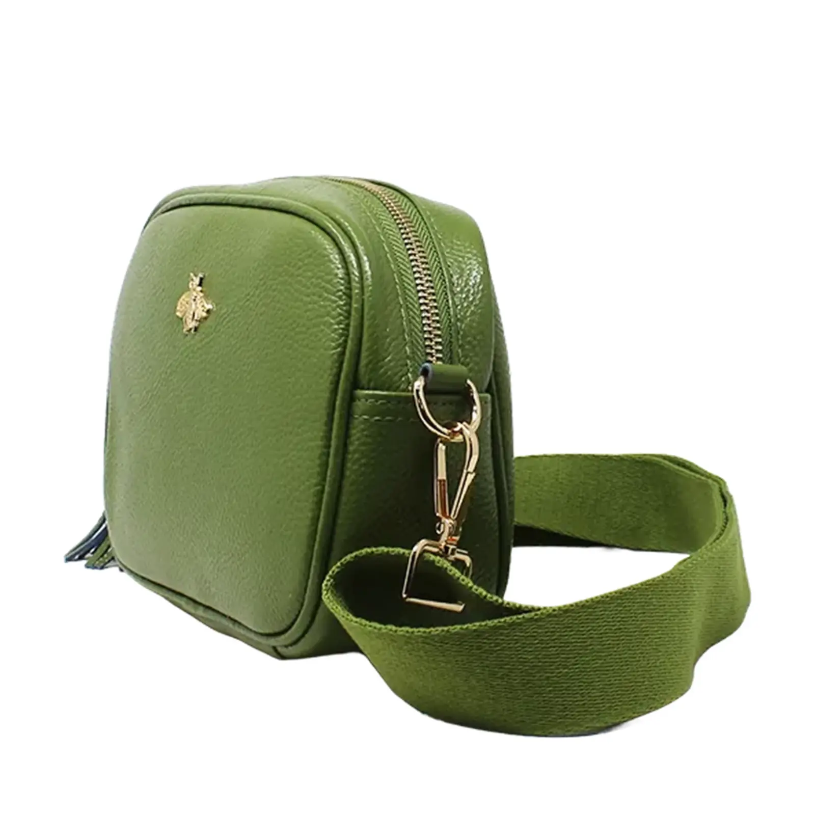 Simple Crossbody Genuine Leather Bag with Bee Decor - Image 12