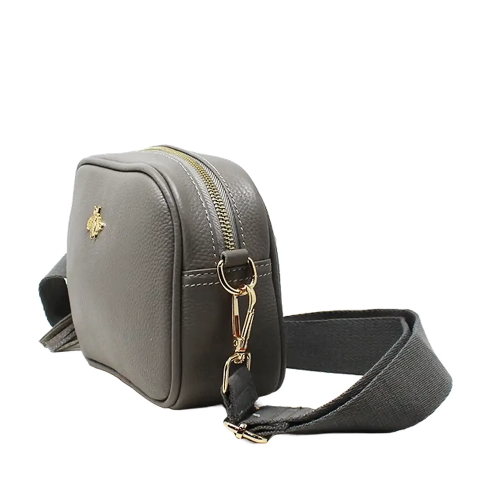 Simple Crossbody Genuine Leather Bag with Bee Decor - Image 14
