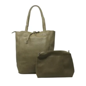 Classic Textured Leather Tote Bag in Bag Set