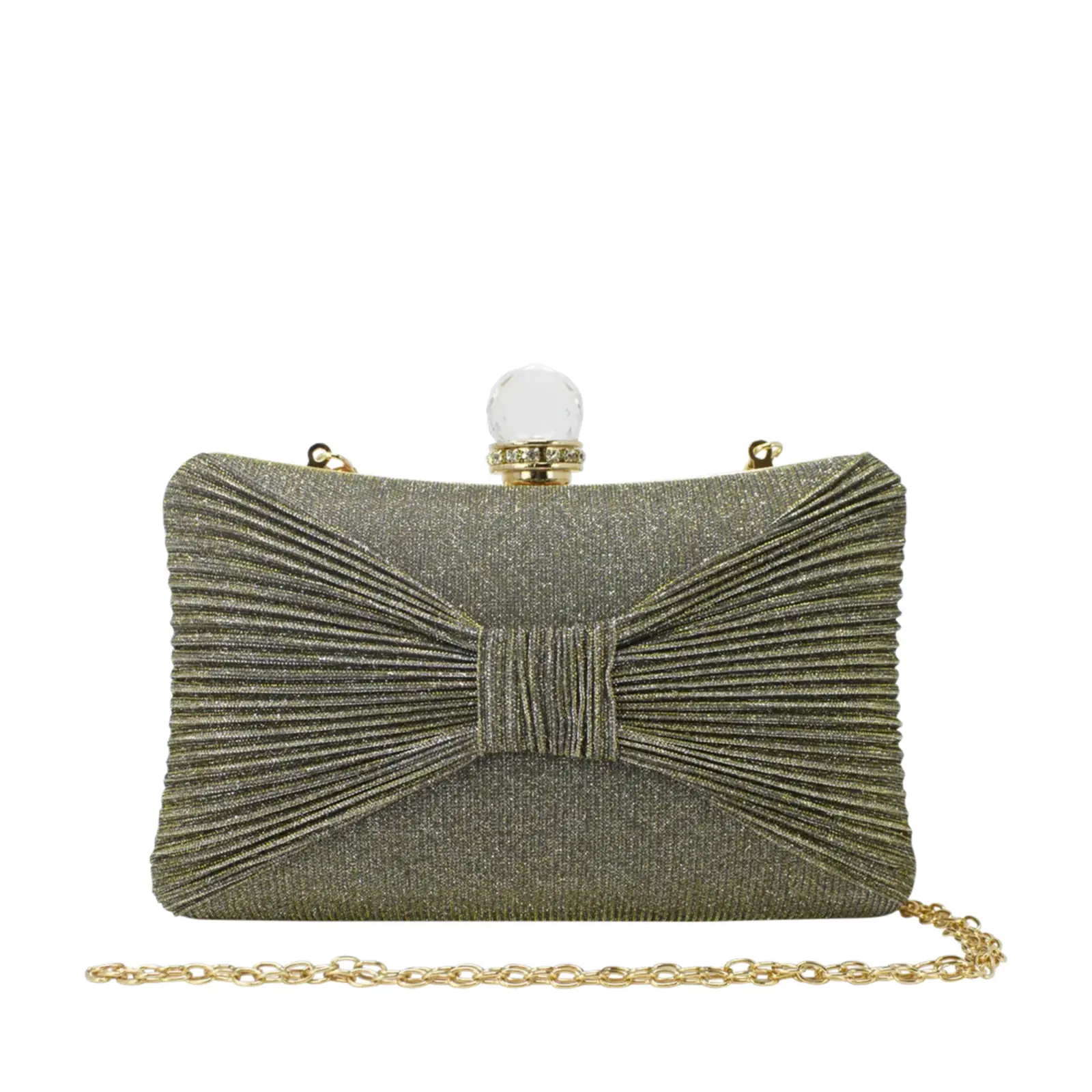 Glittery Bow Clutch with Big Top Diamante - Image 3