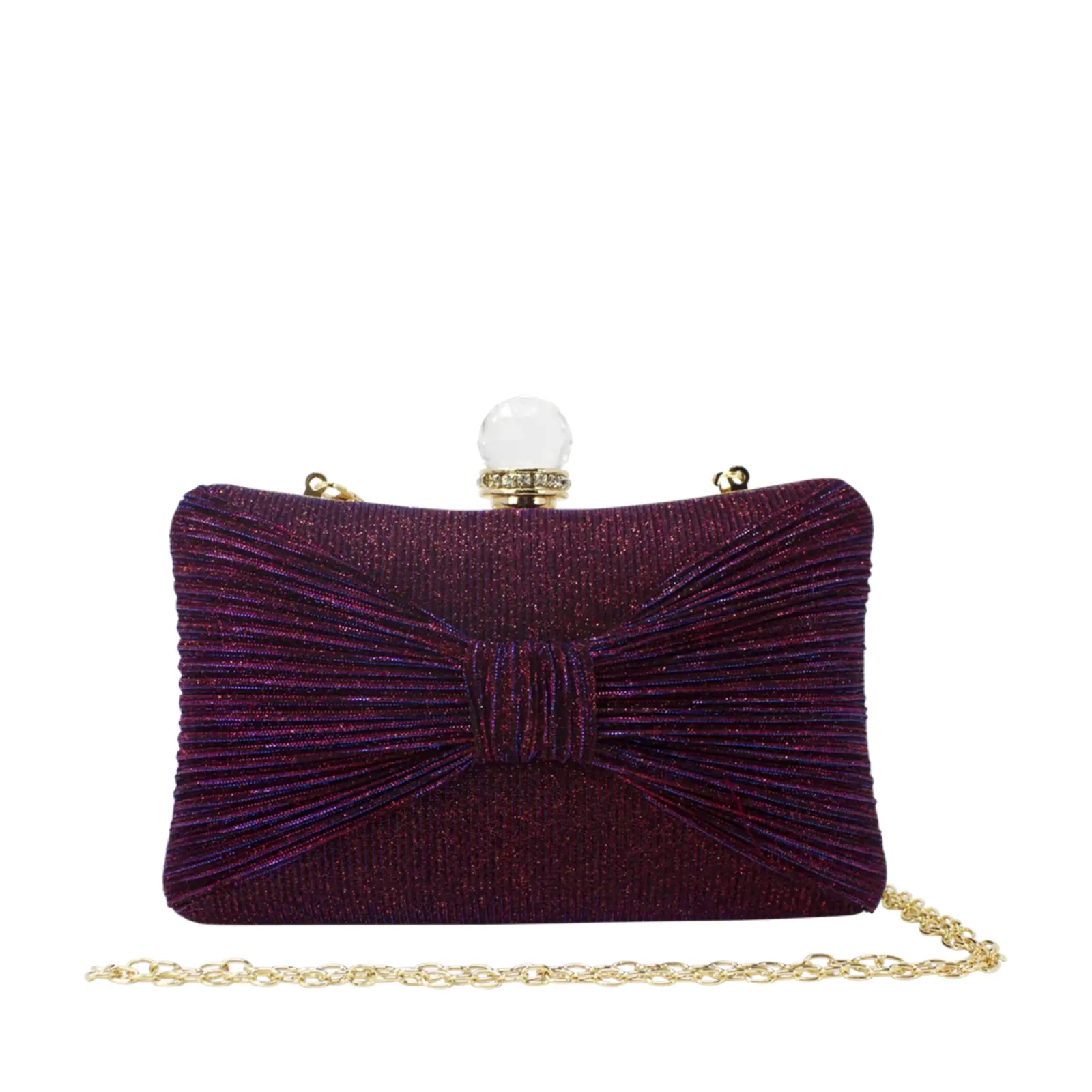 Glittery Bow Clutch with Big Top Diamante - Image 9