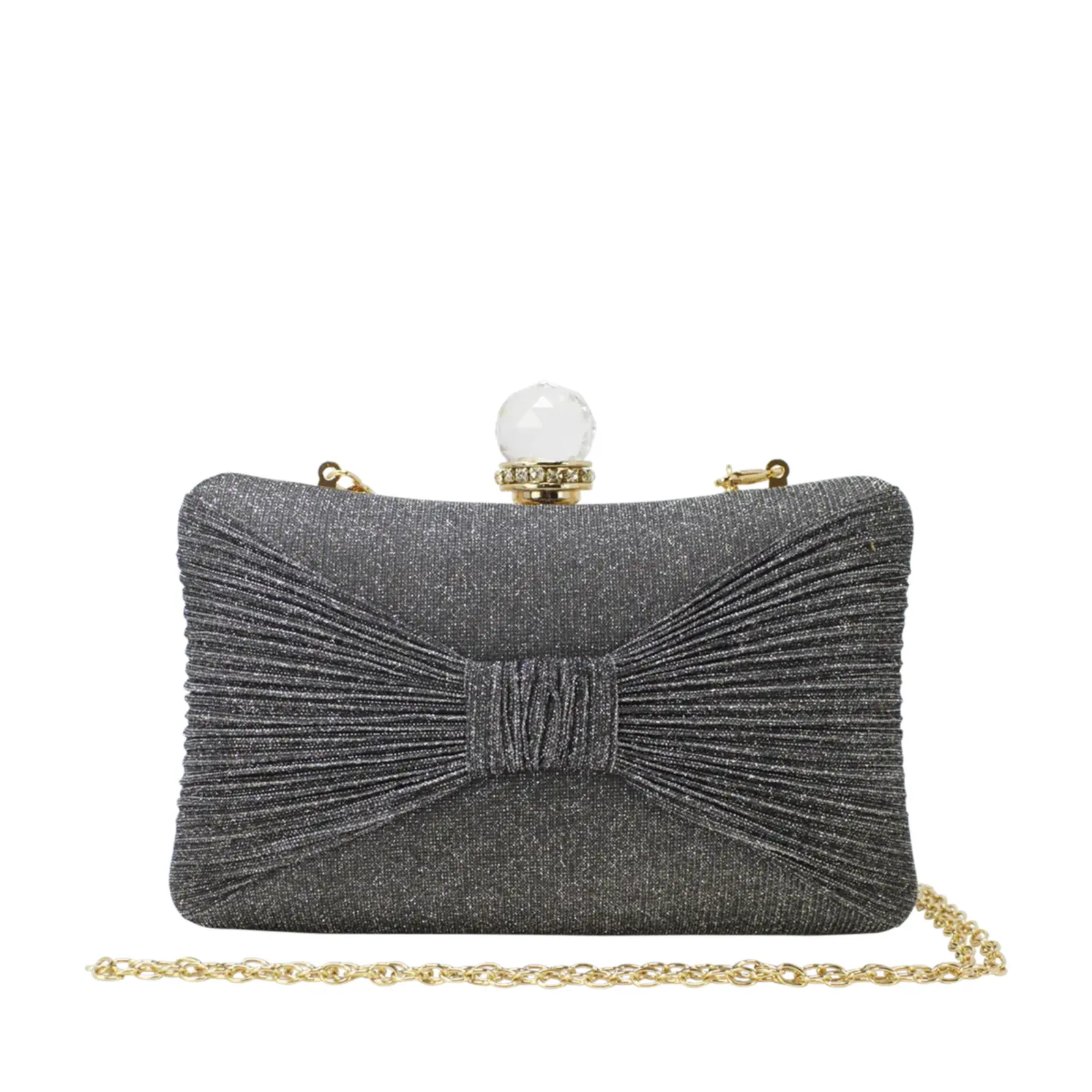 Glittery Bow Clutch with Big Top Diamante - Image 5