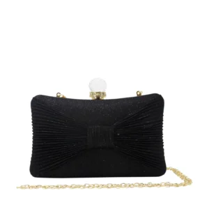 Glittery Bow Clutch with Big Top Diamante