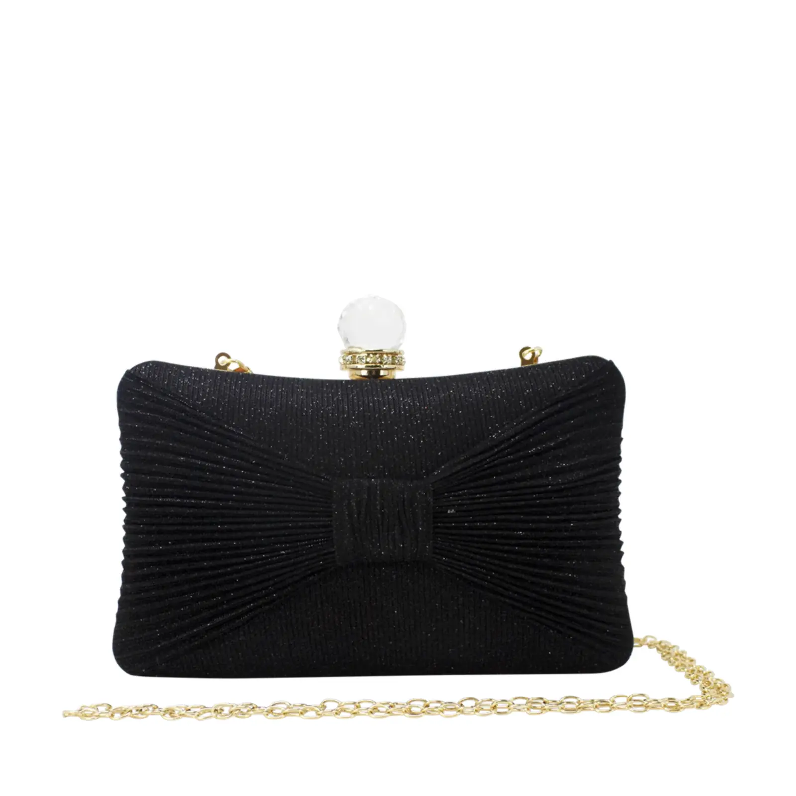 Glittery Bow Clutch with Big Top Diamante