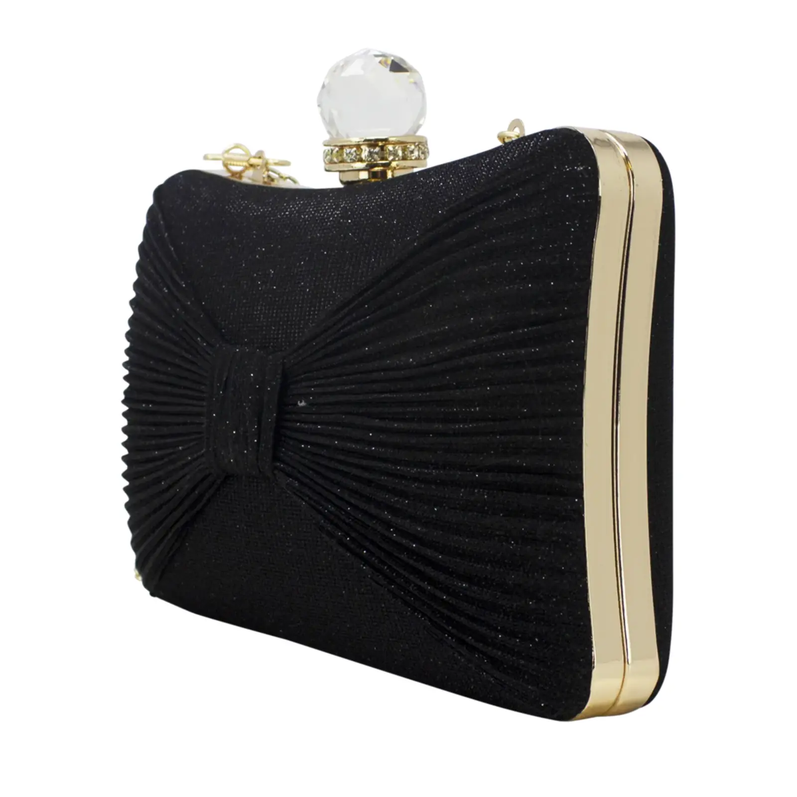Glittery Bow Clutch with Big Top Diamante - Image 2