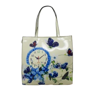 Floral Flower with Clock Tote Bag