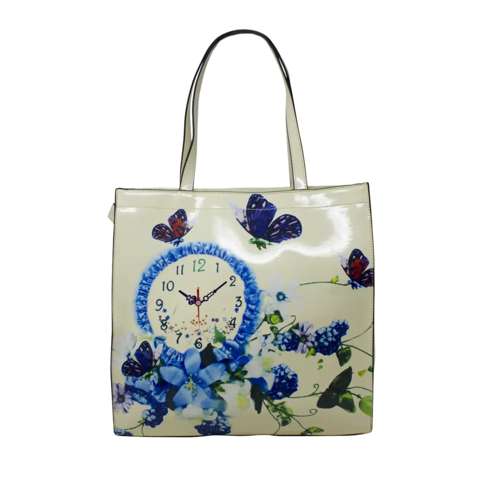 Floral Flower with Clock Tote Bag
