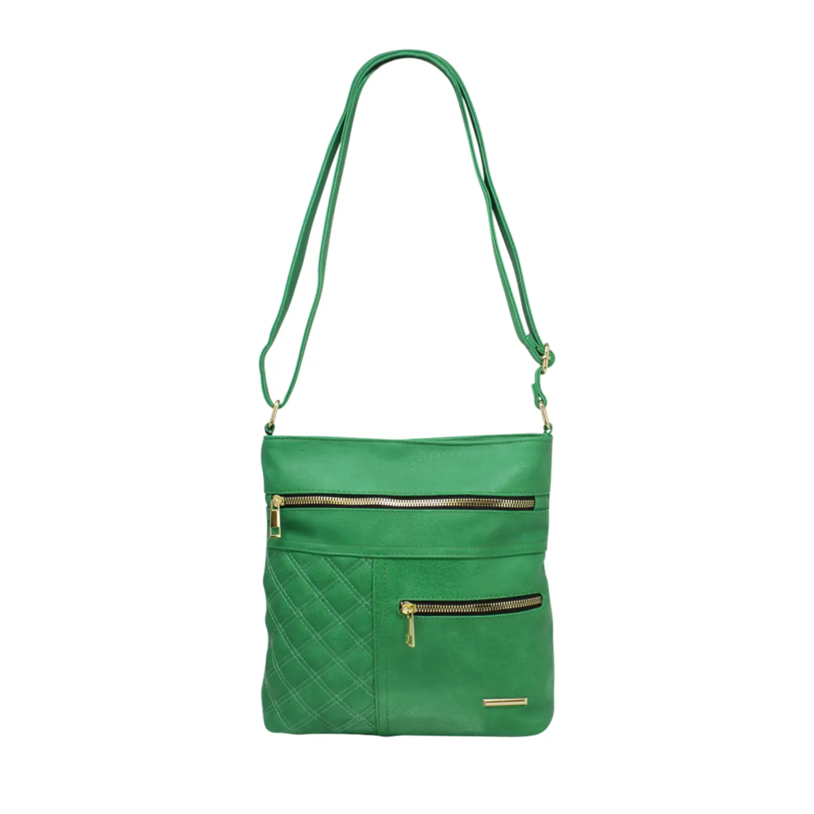 Double Front Zip Crossbody with Quilted Pattern - Image 7