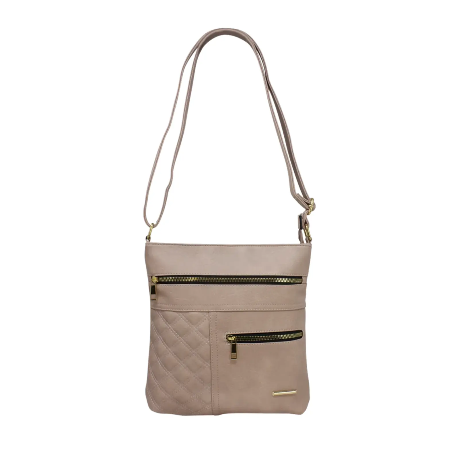 Double Front Zip Crossbody with Quilted Pattern - Image 13