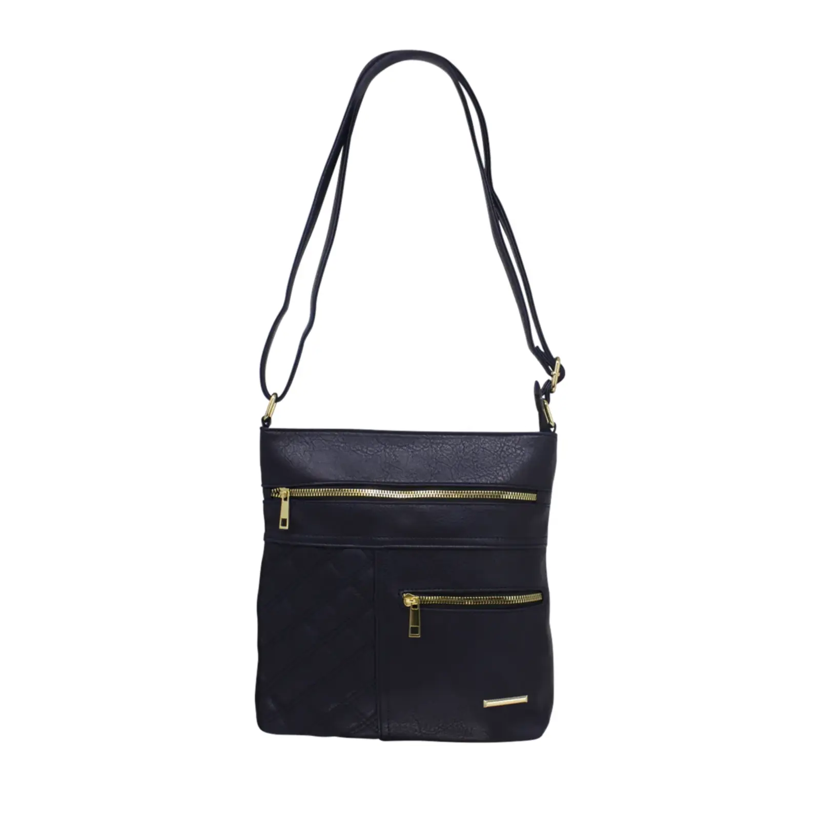 Double Front Zip Crossbody with Quilted Pattern - Image 3