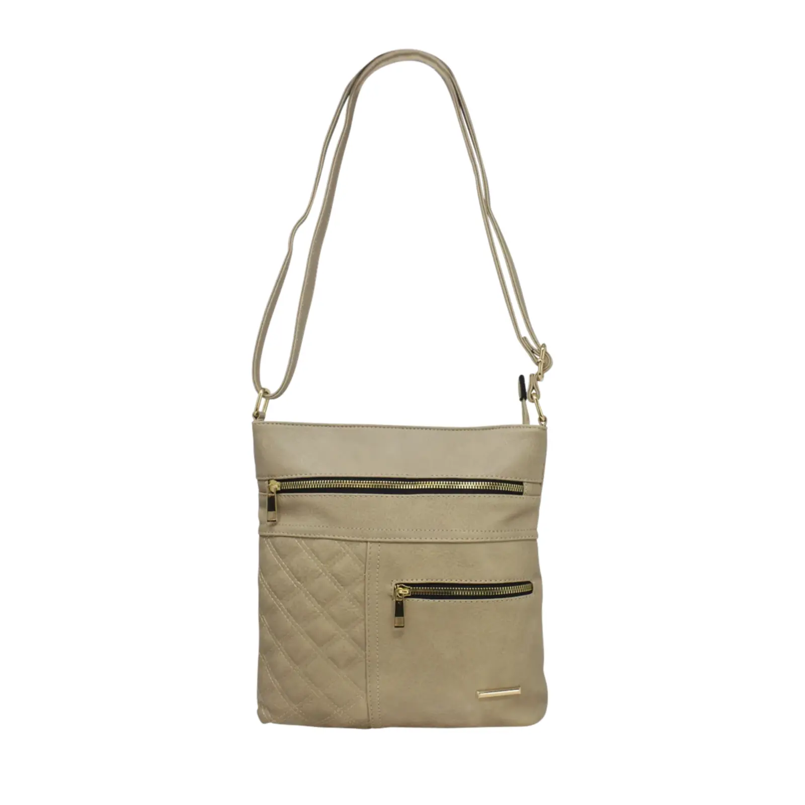 Double Front Zip Crossbody with Quilted Pattern - Image 11