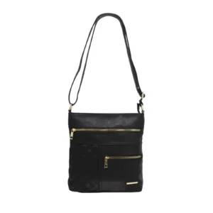 Double Front Zip Crossbody with Quilted Pattern