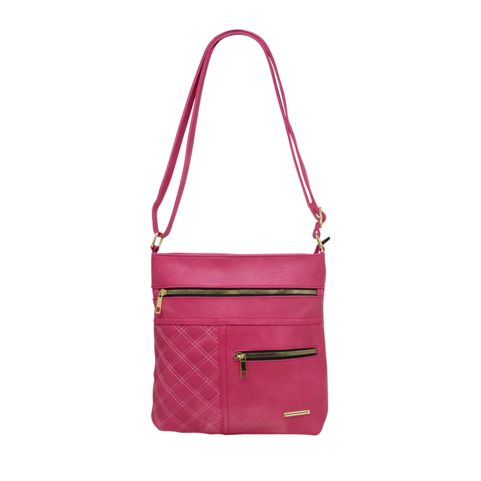 Double Front Zip Crossbody with Quilted Pattern - Image 15