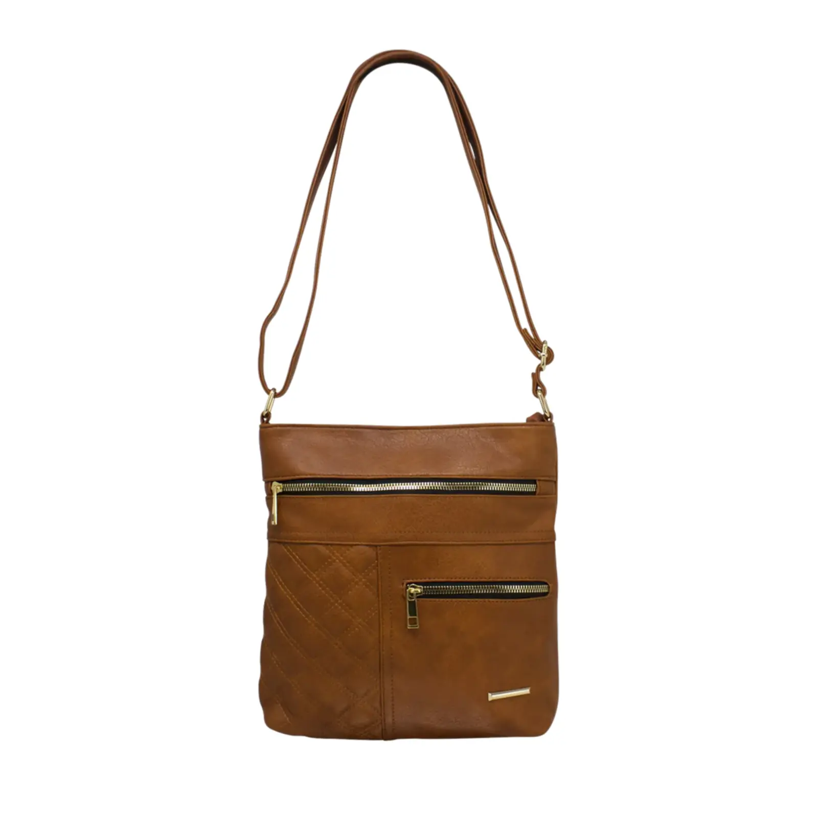 Double Front Zip Crossbody with Quilted Pattern - Image 5