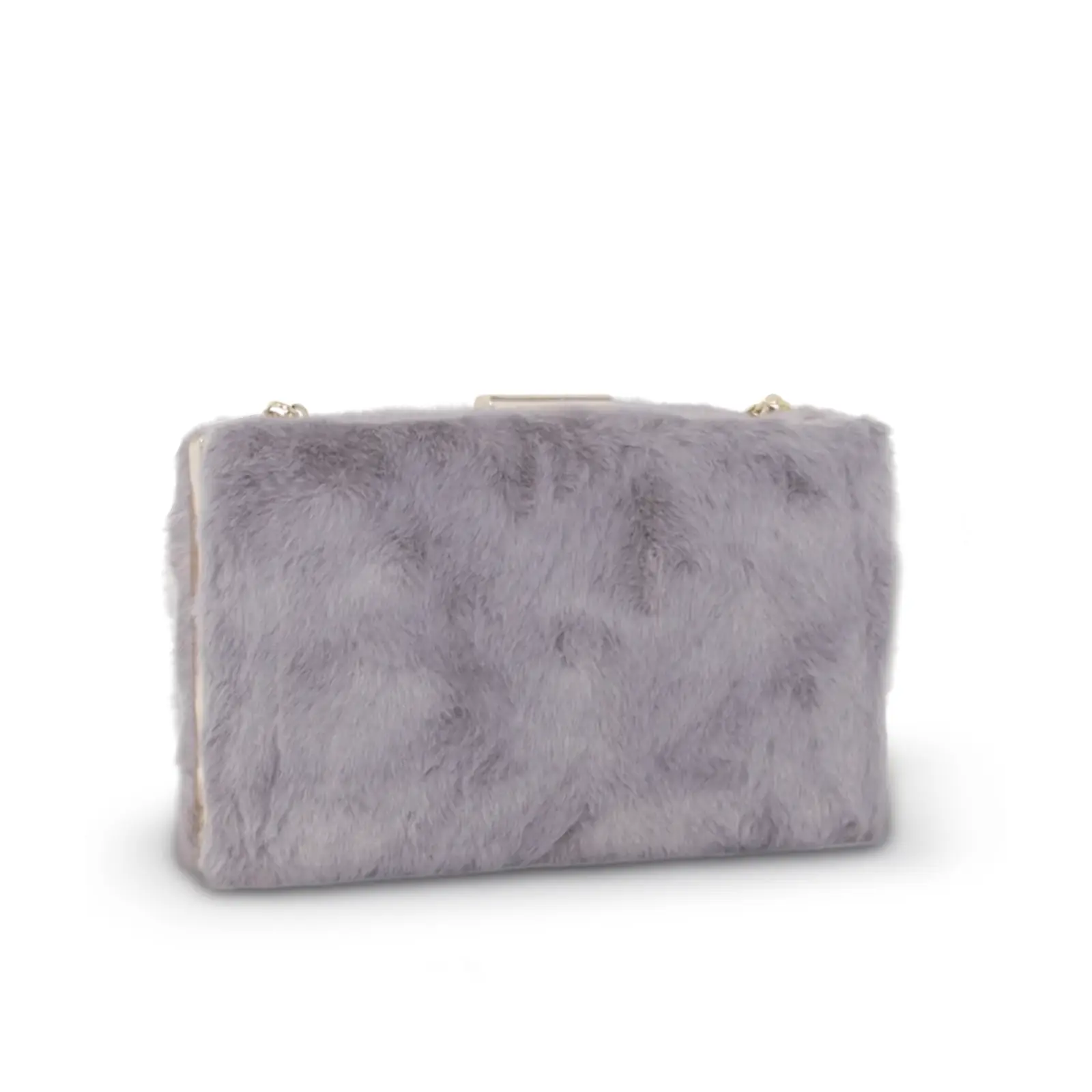 Solid Clip on Faux Fur Clutch - Image 4