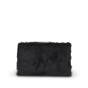 Solid Clip on Faux Fur Clutch