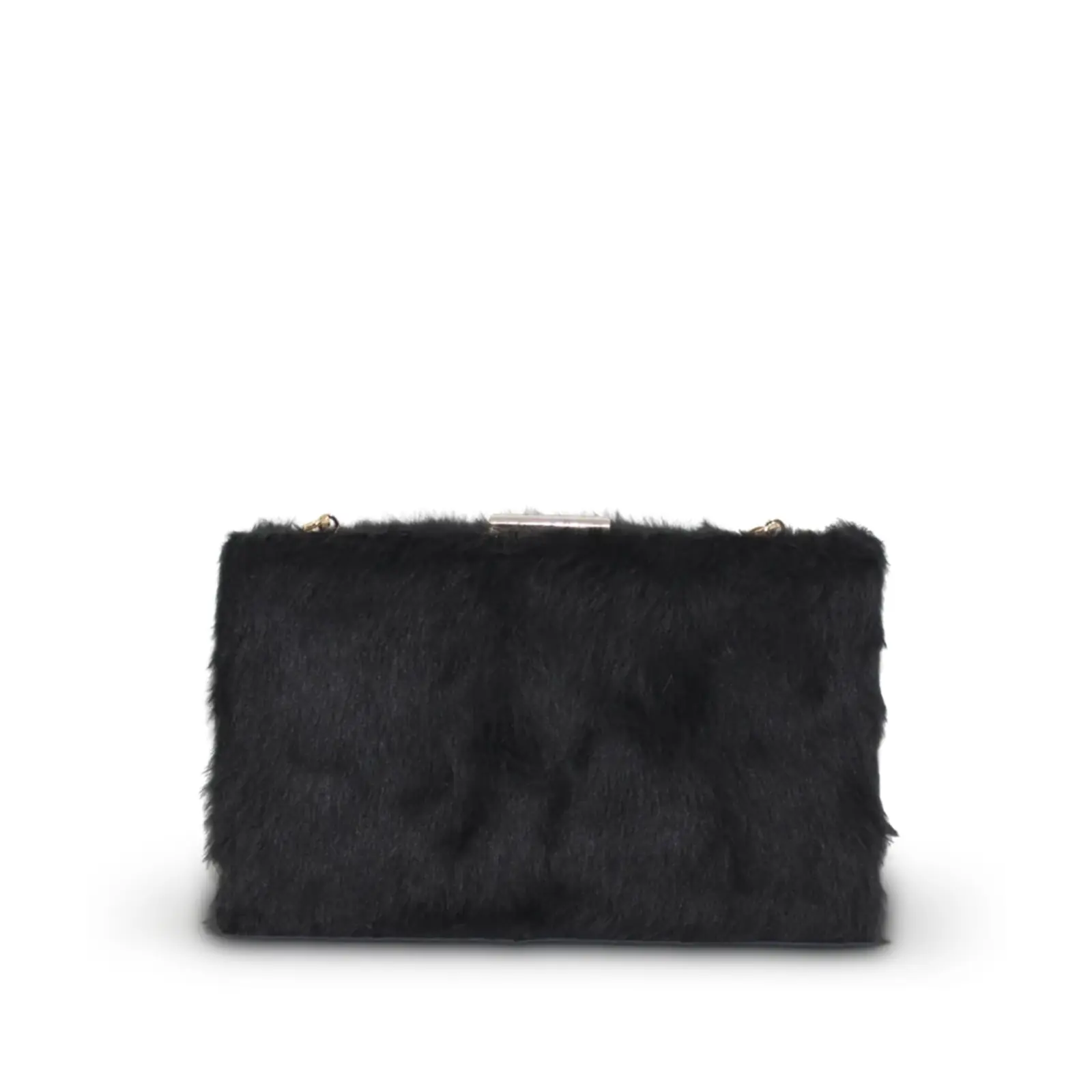Solid Clip on Faux Fur Clutch
