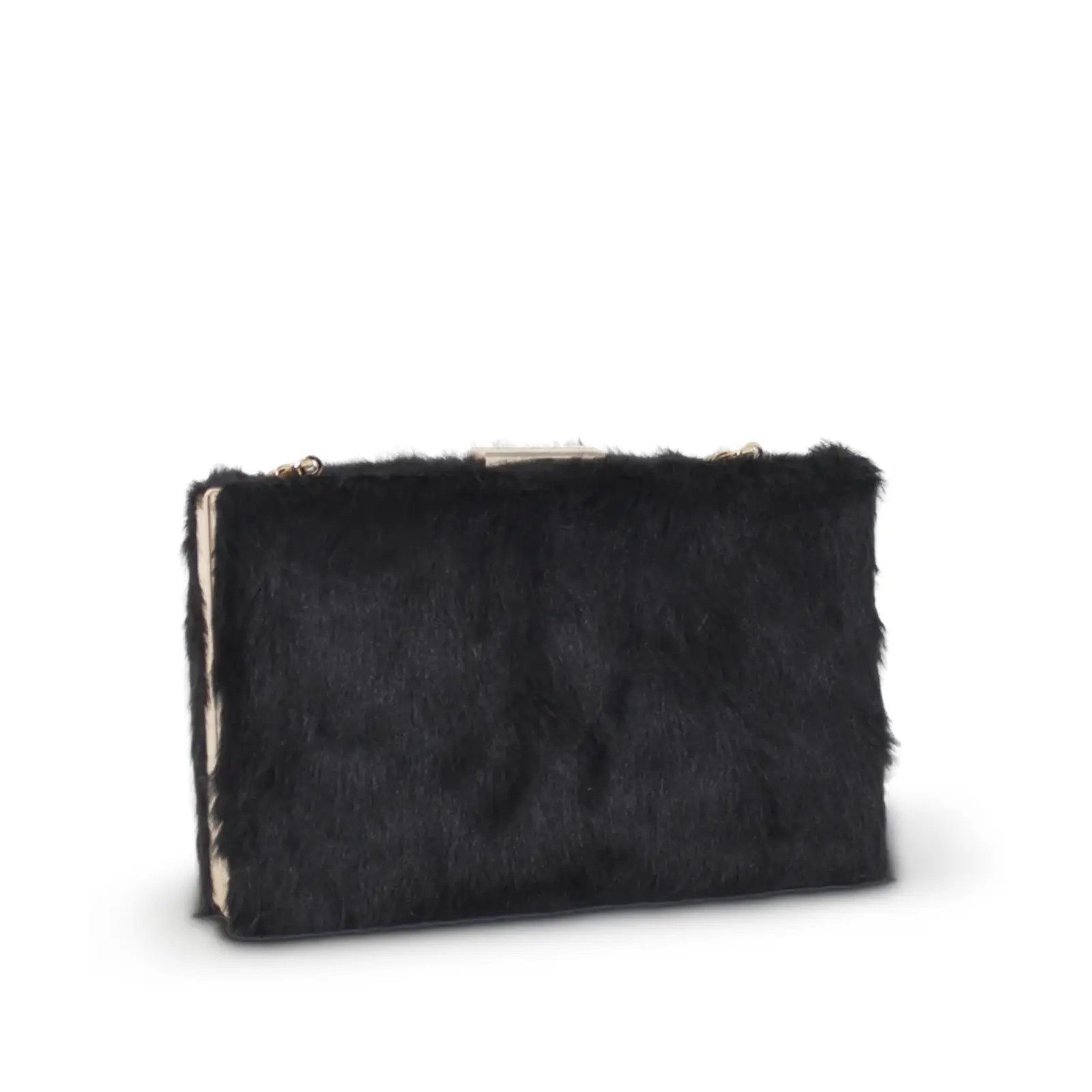 Solid Clip on Faux Fur Clutch - Image 2