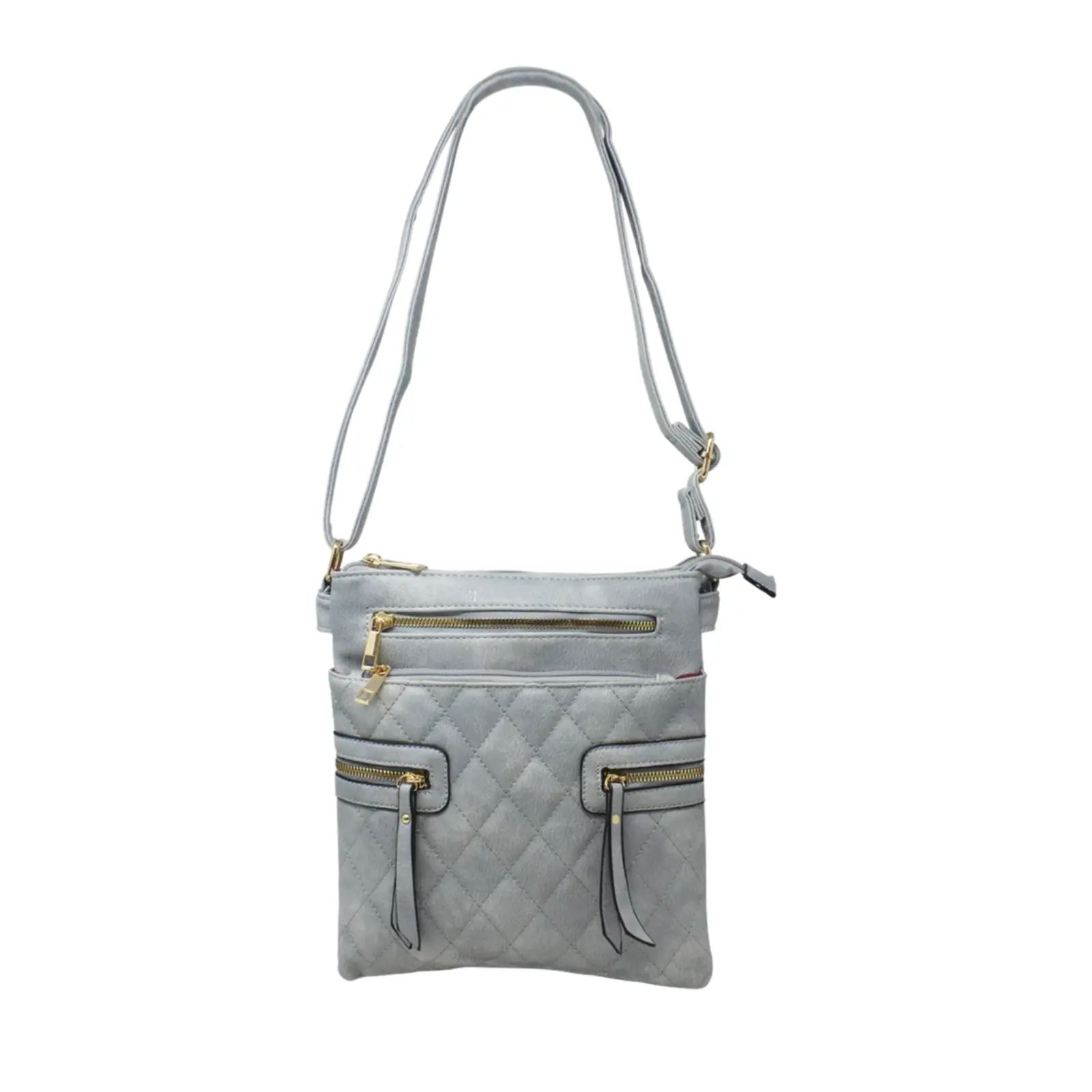 Multi-Zip Double Compartment Quilted Crossbody - Image 11