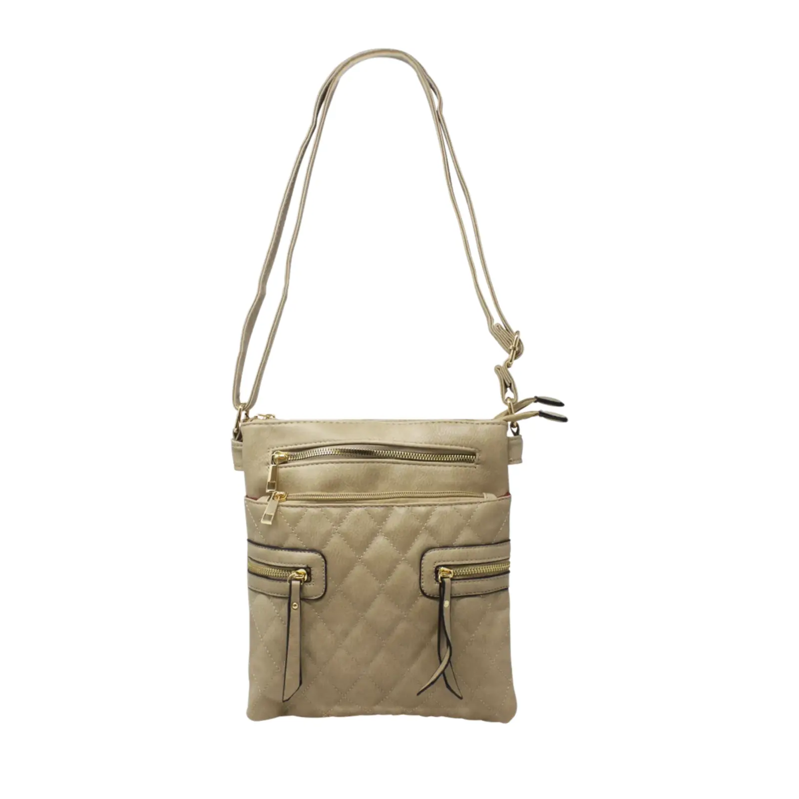 Multi-Zip Double Compartment Quilted Crossbody - Image 9