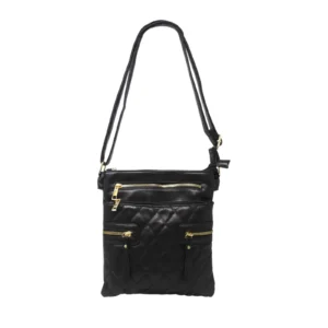 Multi-Zip Double Compartment Quilted Crossbody
