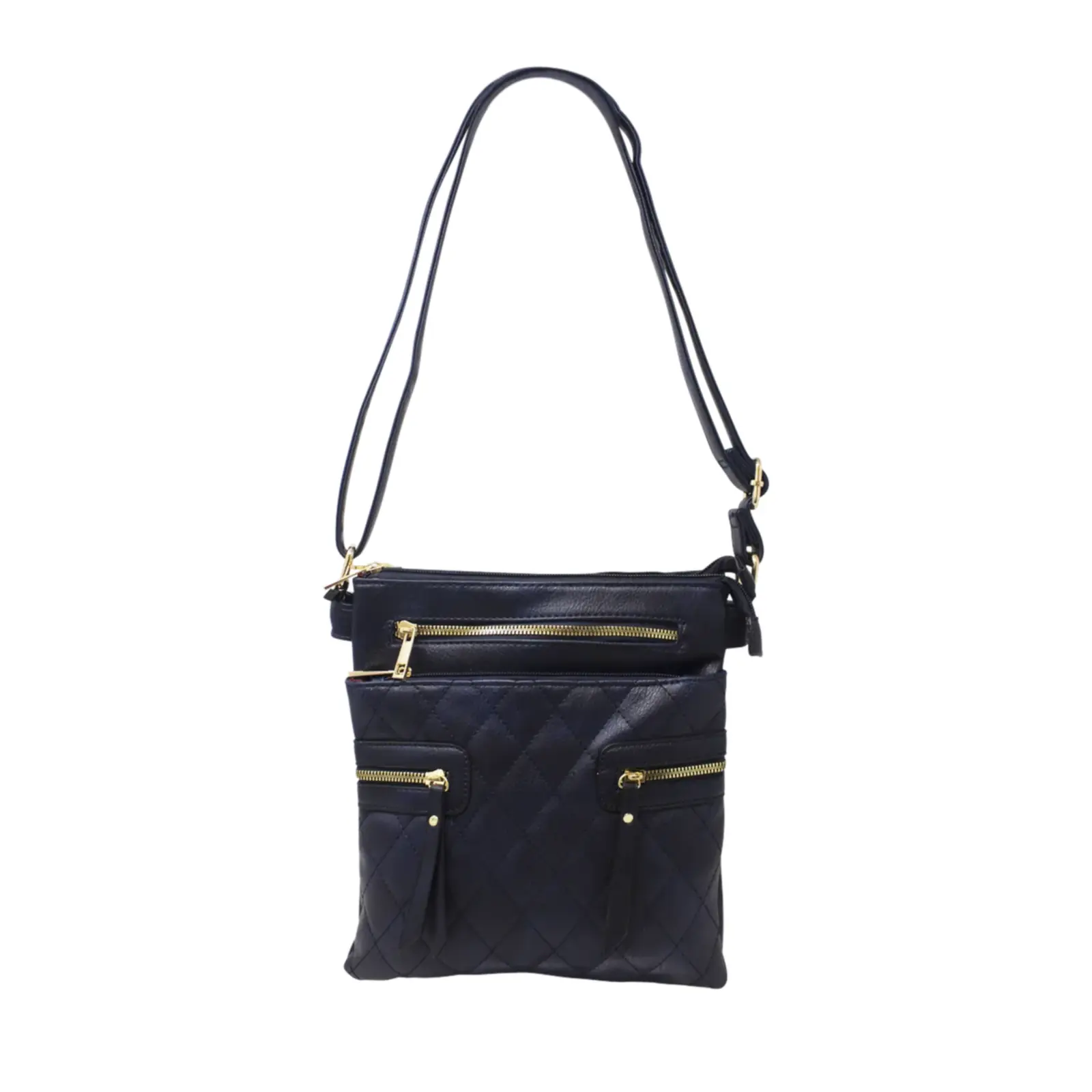 Multi-Zip Double Compartment Quilted Crossbody - Image 3