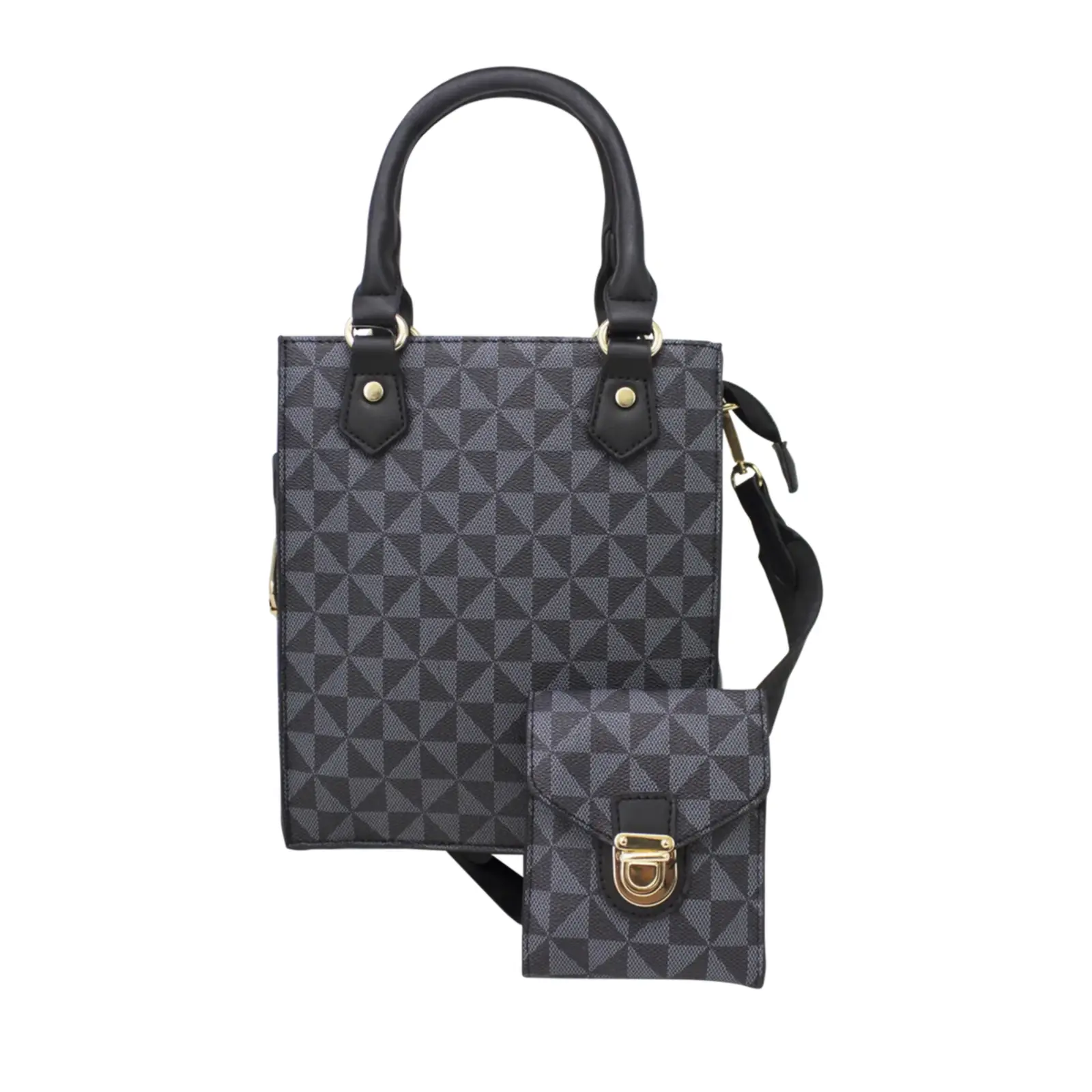 Square Geometric Crossbody with Purse