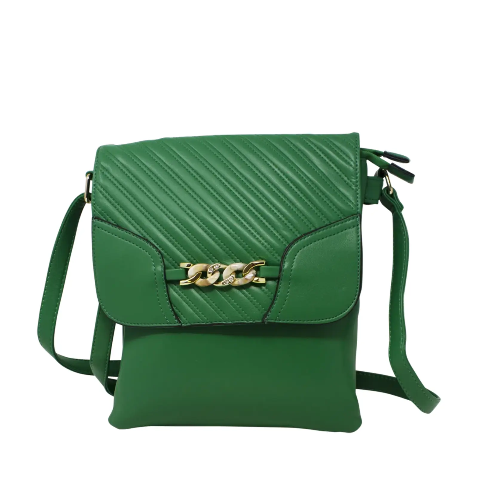 Quilted Pattern Crossbody with Front Chain Link - Image 5