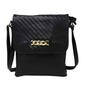 Quilted Pattern Crossbody with Front Chain Link