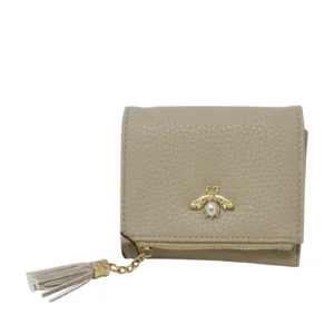Tri-Fold Small Purse with Bee Decoration
