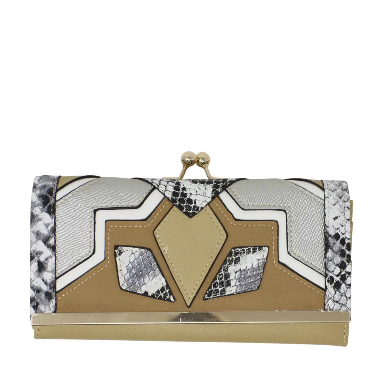 Mixed Patched Faux Leather Purse - Image 9