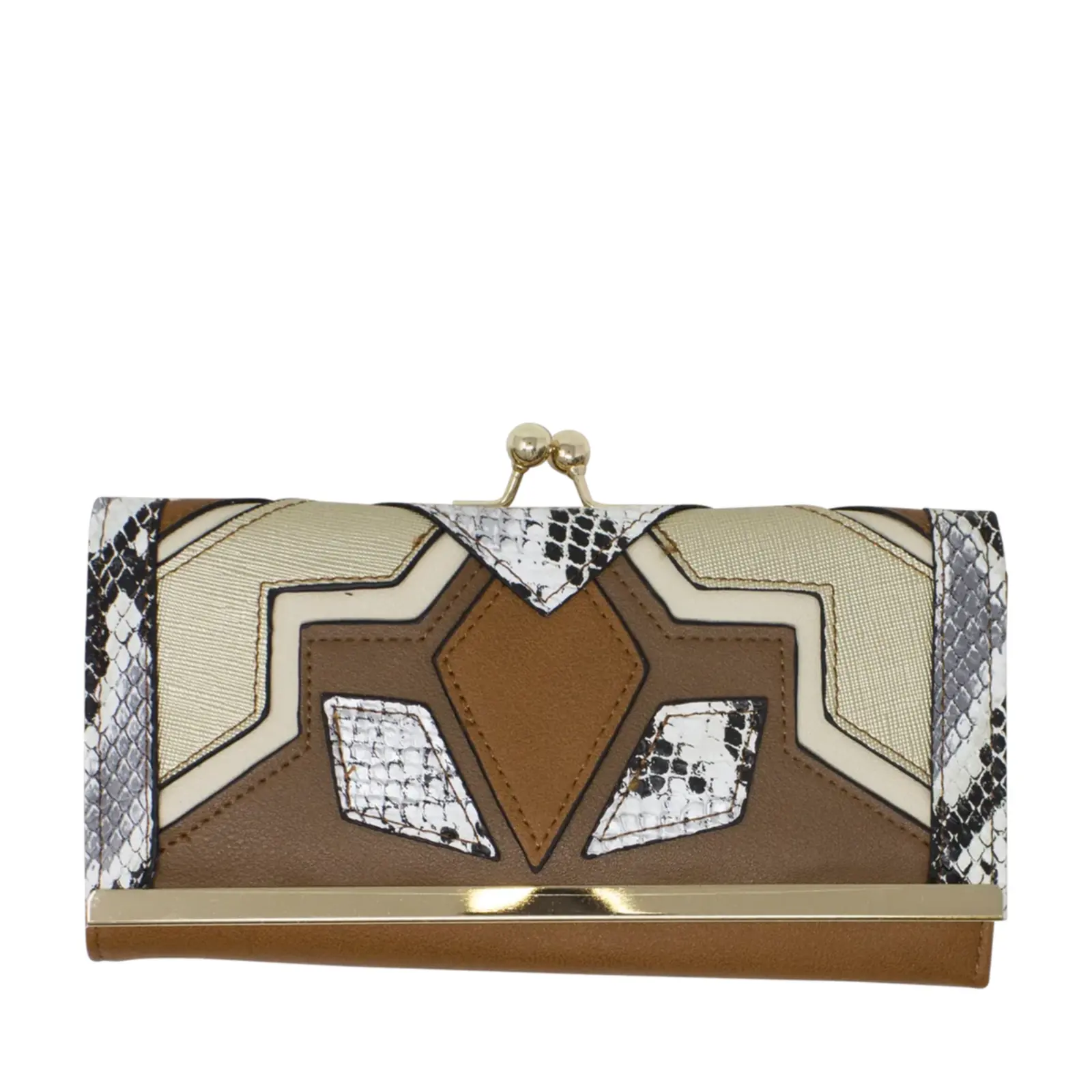 Mixed Patched Faux Leather Purse - Image 5
