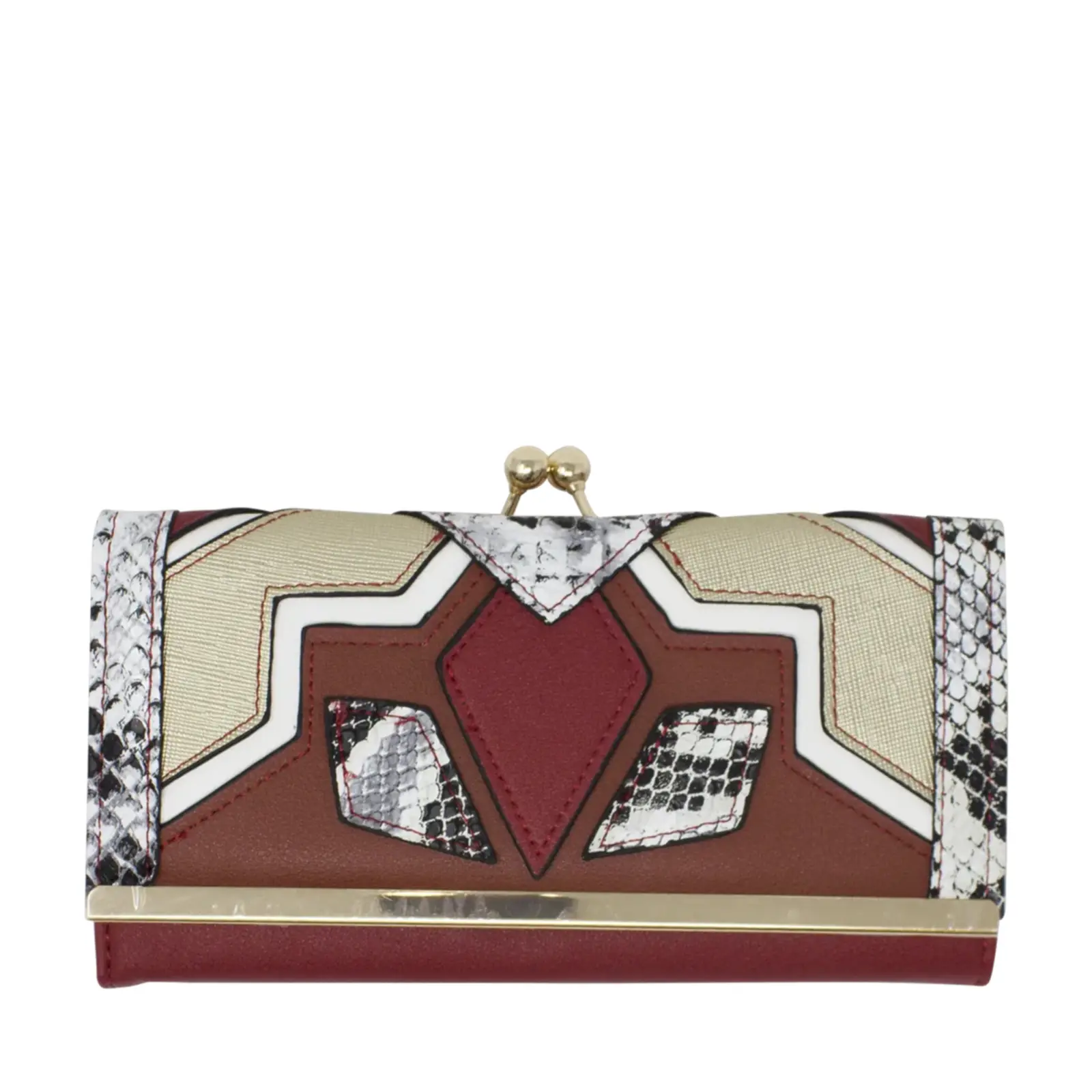 Mixed Patched Faux Leather Purse - Image 13