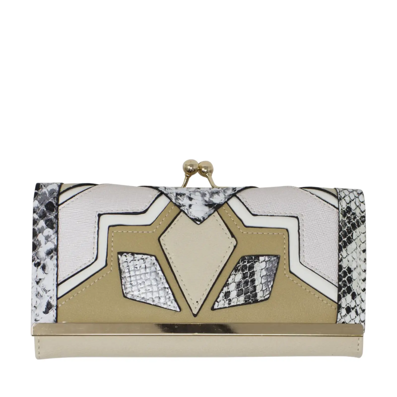 Mixed Patched Faux Leather Purse