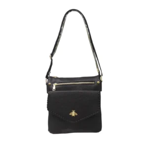 Crossbody Bag with Golden Bee & Colourful Strap