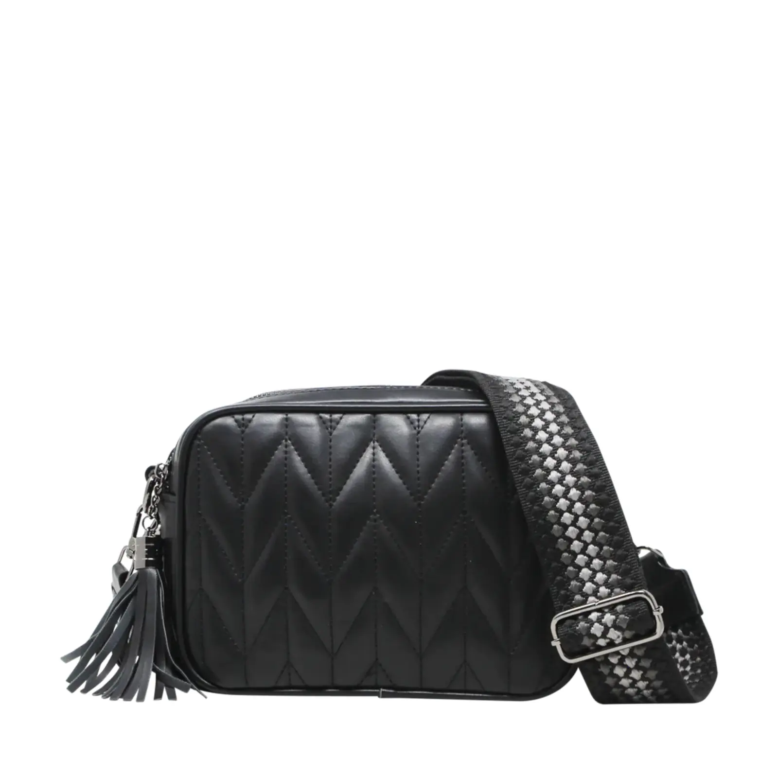 Duo-Pockets Camera Bag with Stitched Chevron Pattern - Image 2