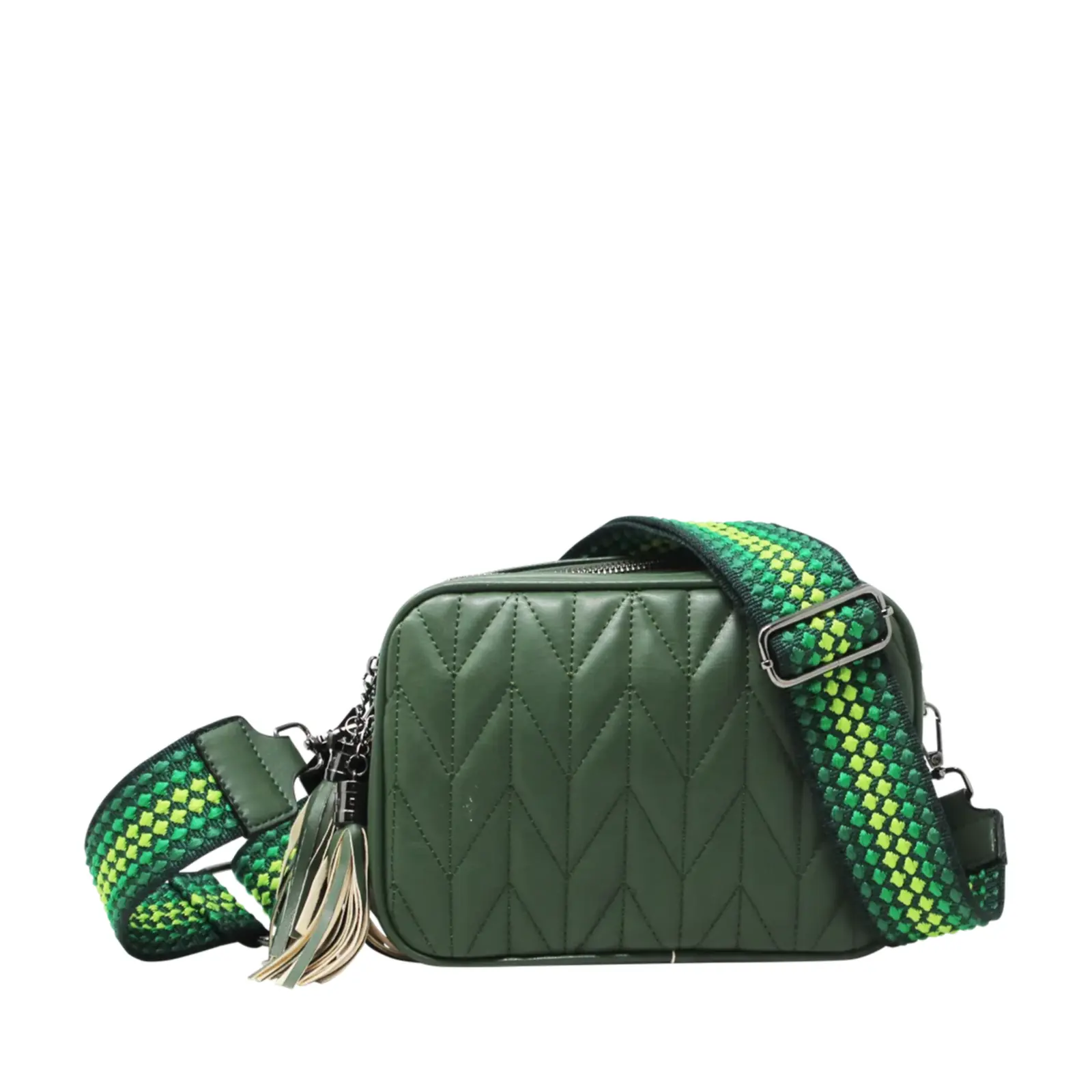 Duo-Pockets Camera Bag with Stitched Chevron Pattern - Image 10