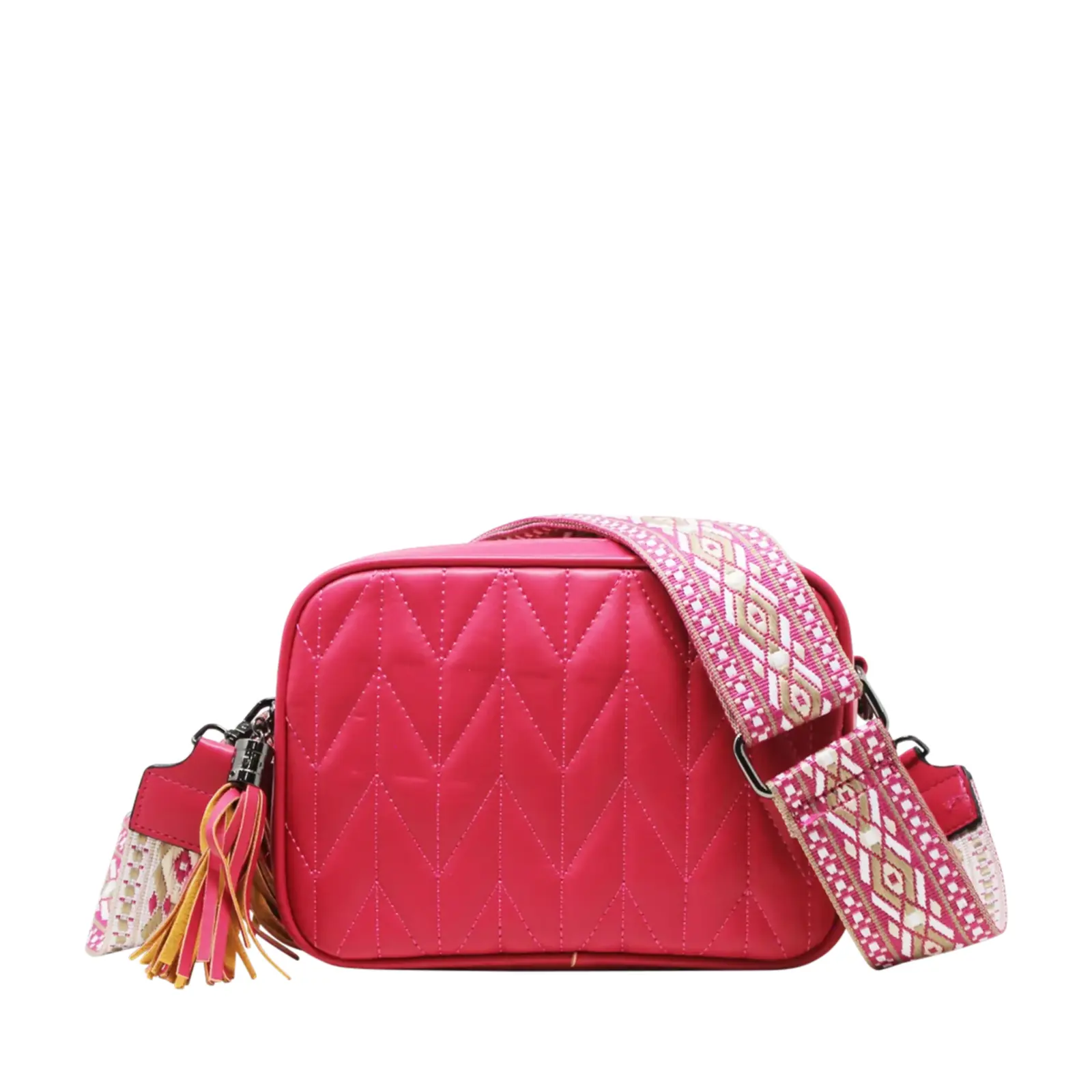 Duo-Pockets Camera Bag with Stitched Chevron Pattern - Image 8