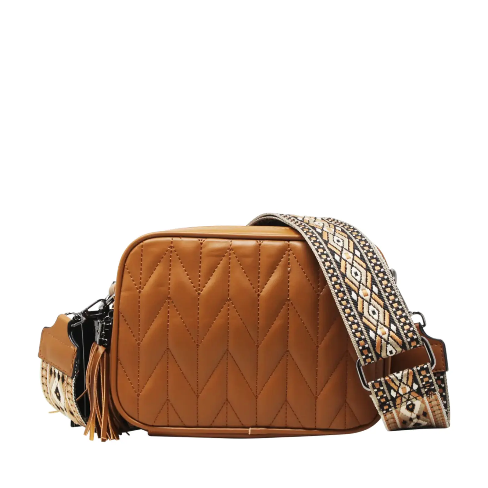 Duo-Pockets Camera Bag with Stitched Chevron Pattern - Image 6